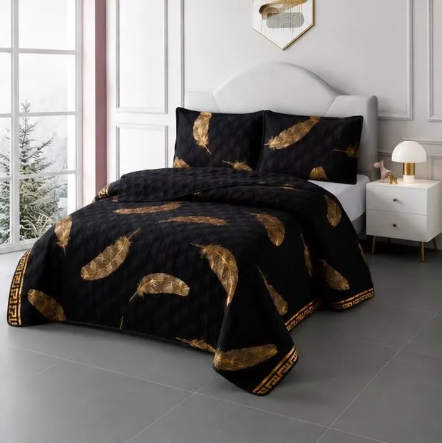 Couvre-lit à motif de plumes